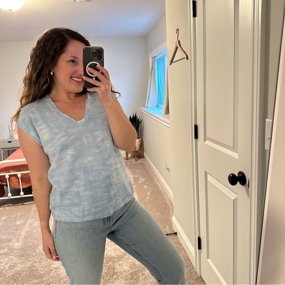 Raquel Allegra Basic Blue Cotton Tie Dye Blouse Small - Picture 3 of 9